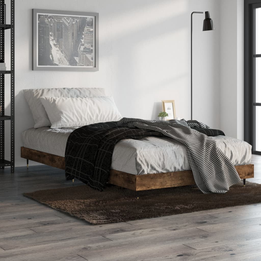 vidaXL Cadre de lit sans matelas chêne fumé 100x200 cm bois ingénierie