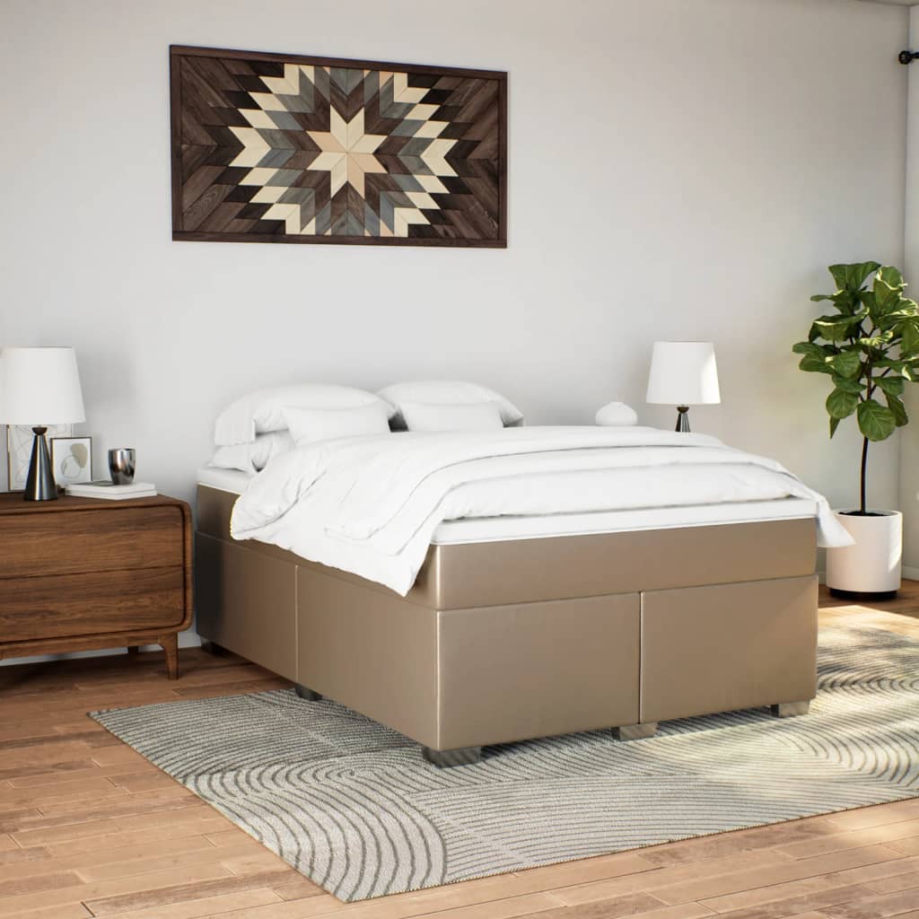 vidaXL Sommier à lattes de lit avec matelas Cappuccino 140x200 cm