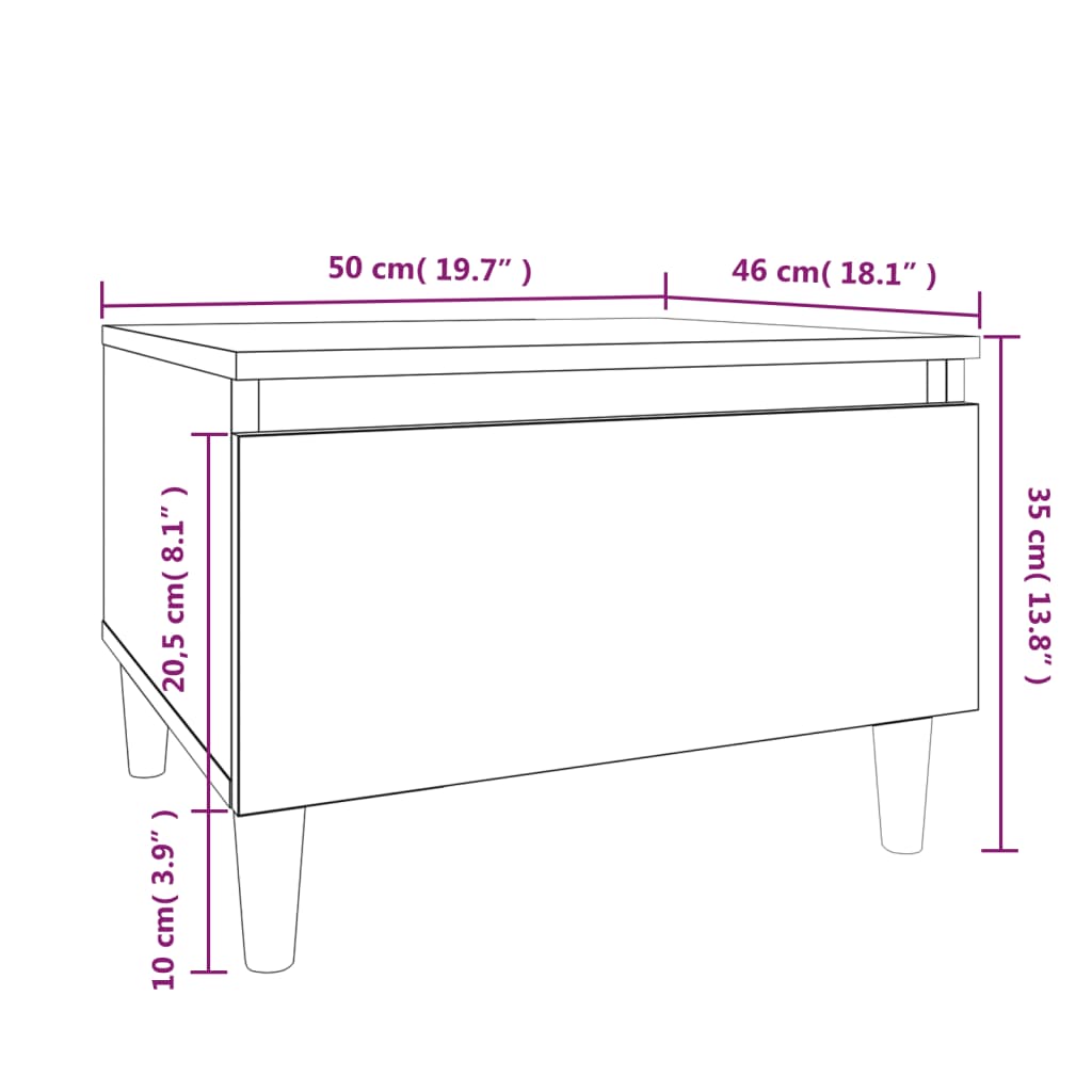 vidaXL Table d'appoint Gris béton 50x46x35 cm Bois d'ingénierie