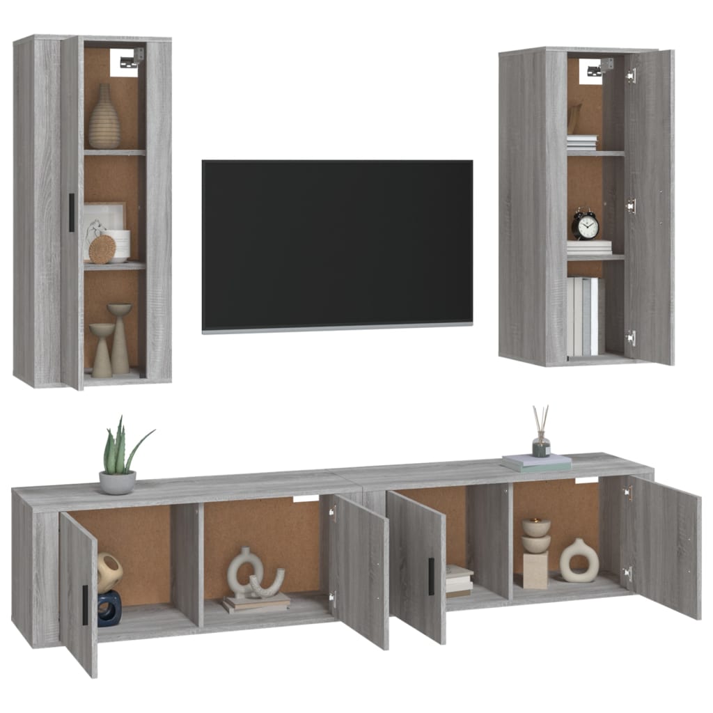 vidaXL Ensemble de meubles TV 4 pcs Sonoma gris Bois d'ingénierie