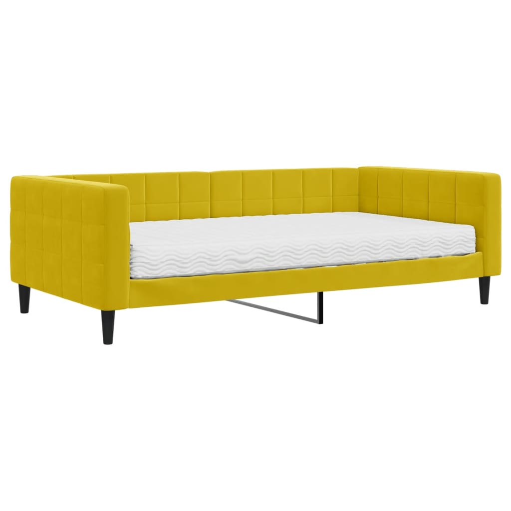 vidaXL Lit de jour avec matelas jaune 100x200 cm velours