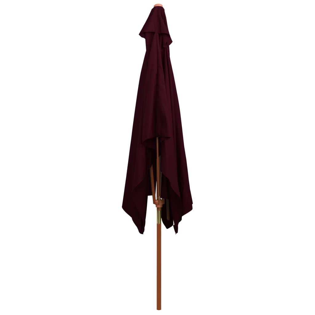 vidaXL Parasol de jardin avec mât en bois rouge bordeaux 200x300 cm