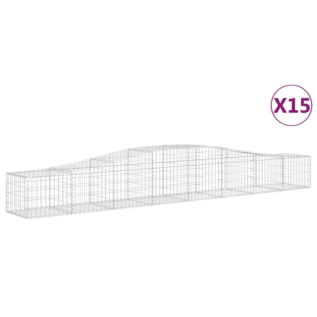 vidaXL Paniers à gabions arqués 15 pcs 400x50x40/60 cm Fer galvanisé