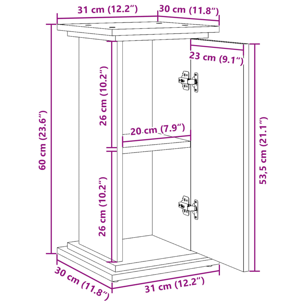 vidaXL Piédestal avec rangement chêne artisanal bois d'ingénierie