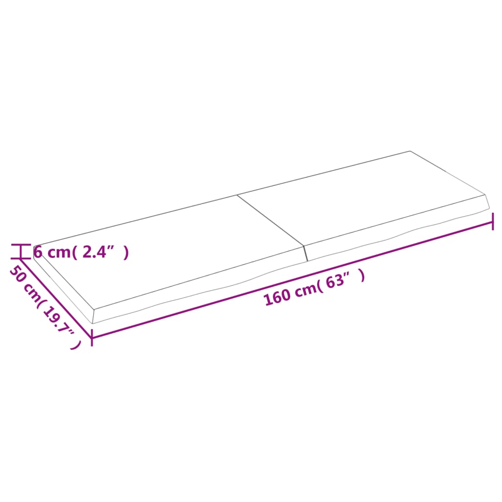 vidaXL Comptoir de salle de bain 160x50x(2-6)cm bois massif non traité