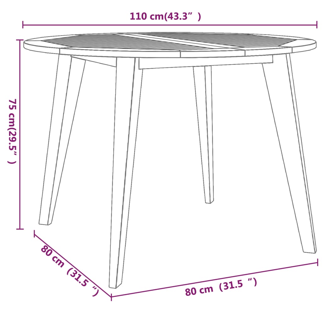 vidaXL Ensemble à manger de jardin 5 pcs Bois d'acacia solide