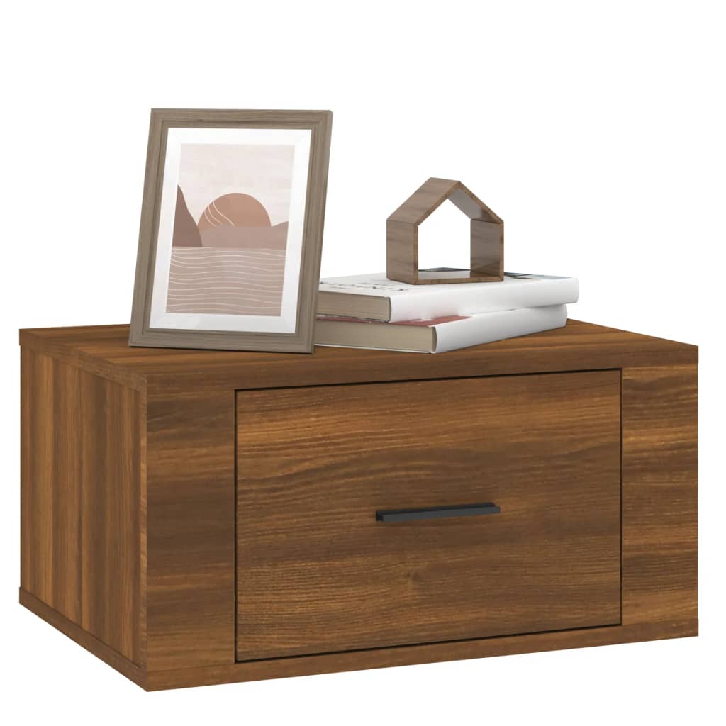 vidaXL Table de chevet murale Chêne marron 50x36x25 cm