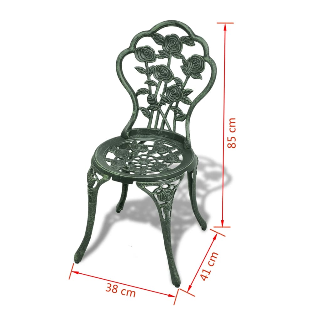 vidaXL Ensemble de bistro 3 pcs Aluminium coulé Vert