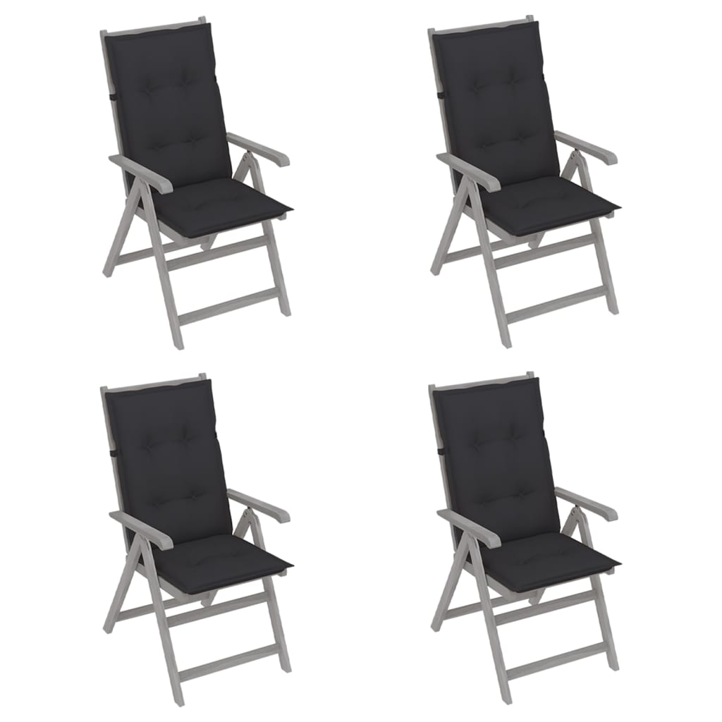 vidaXL Chaises inclinables de jardin lot de 4 et coussins Bois acacia