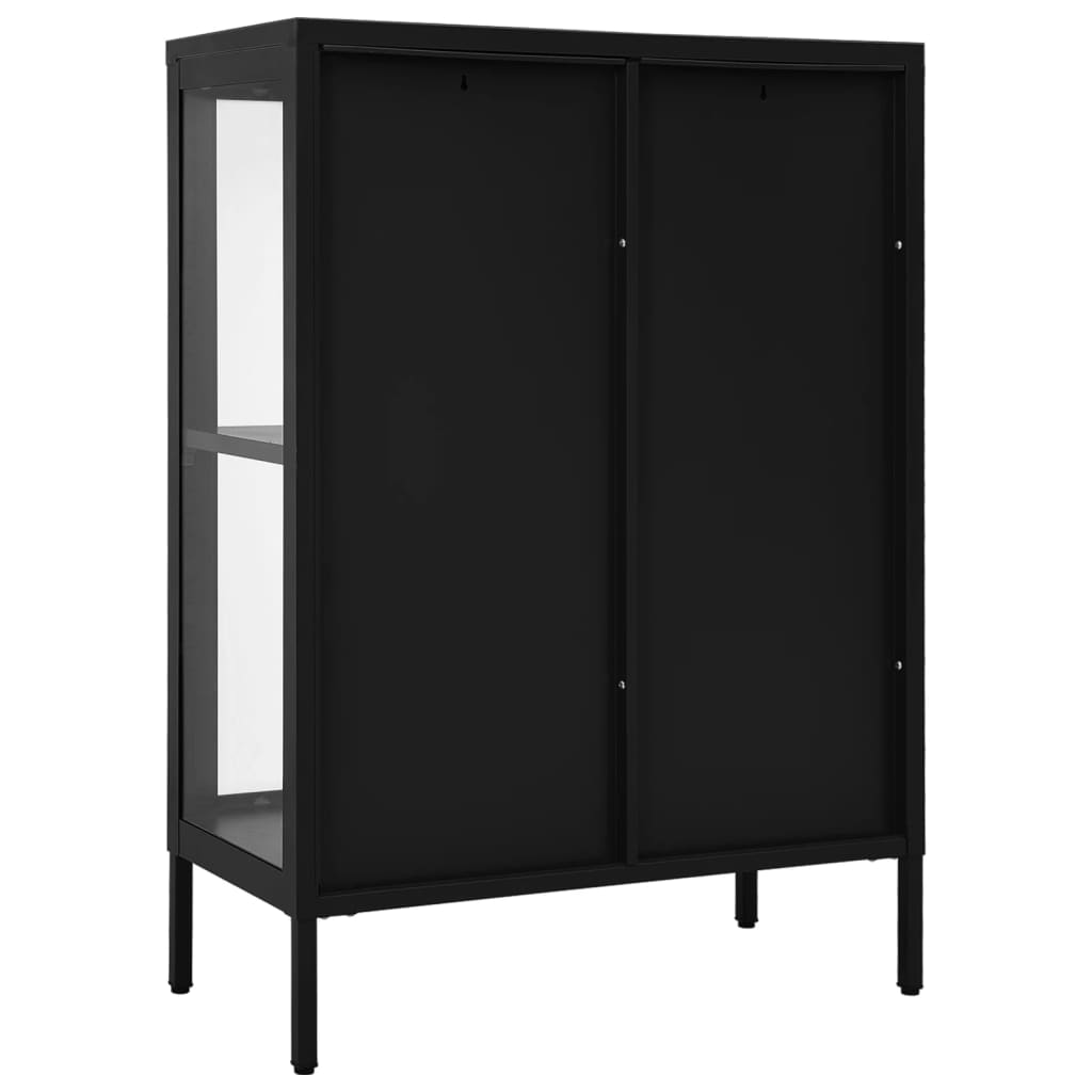 vidaXL Buffet Noir 75x35x105 cm Acier et verre