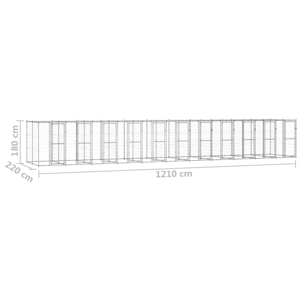 vidaXL Chenil extérieur Acier galvanisé avec toit 26,62 m²