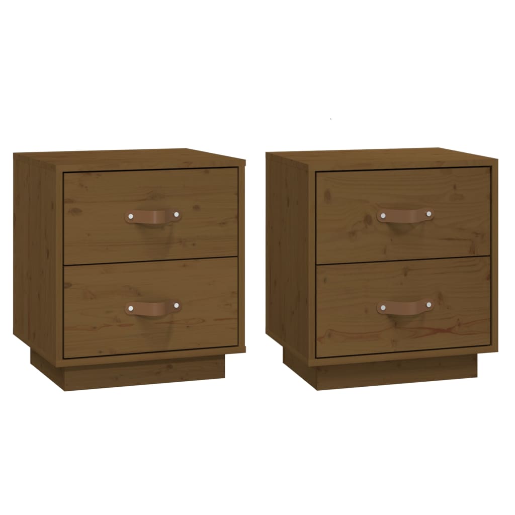 vidaXL Tables de chevet 2pcs Marron miel 40x34x45cm Bois de pin massif