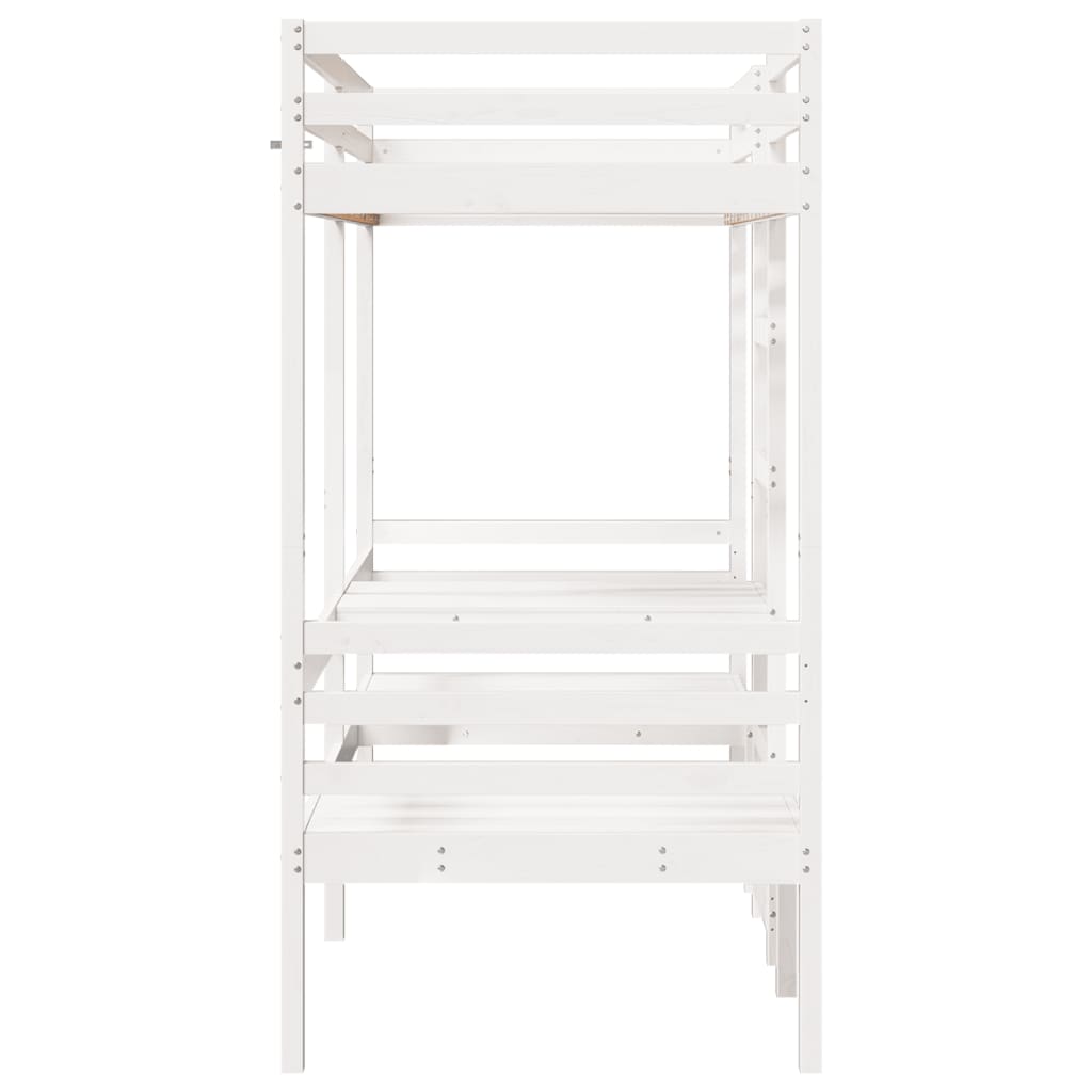 vidaXL Lit mezzanine avec bureau et chaises blanc 90x190 cm pin massif