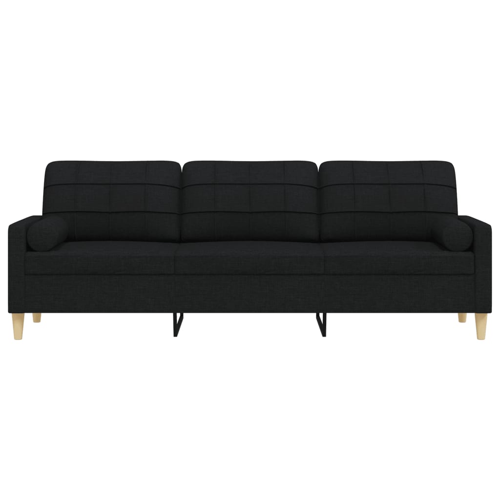 vidaXL Canapé 3 places avec oreillers décoratifs noir 210 cm tissu