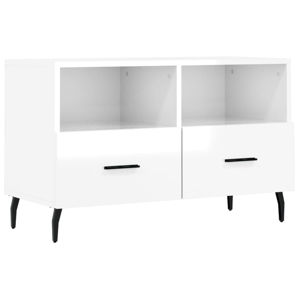 vidaXL Meuble TV Blanc brillant 80x36x50 cm Bois d'ingénierie