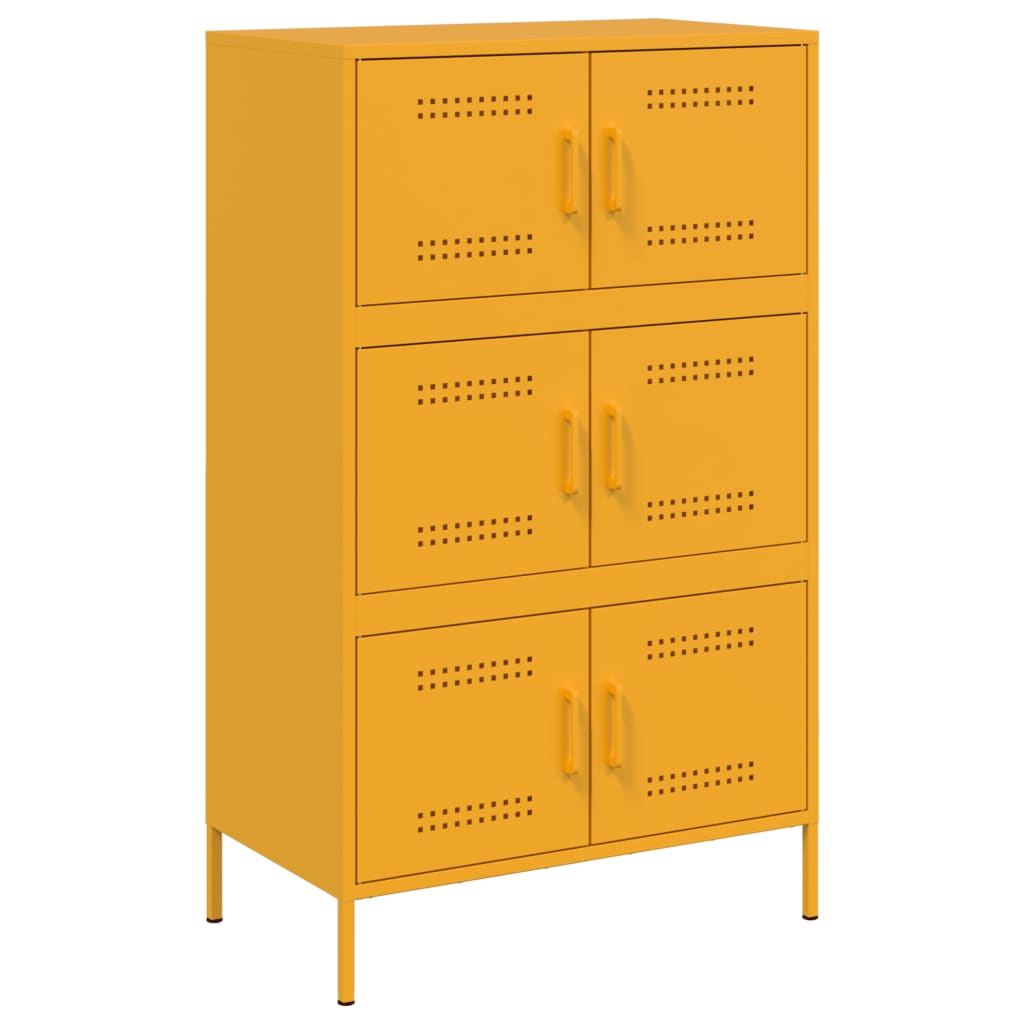 vidaXL Buffet haut jaune moutarde 68x39x113 cm acier