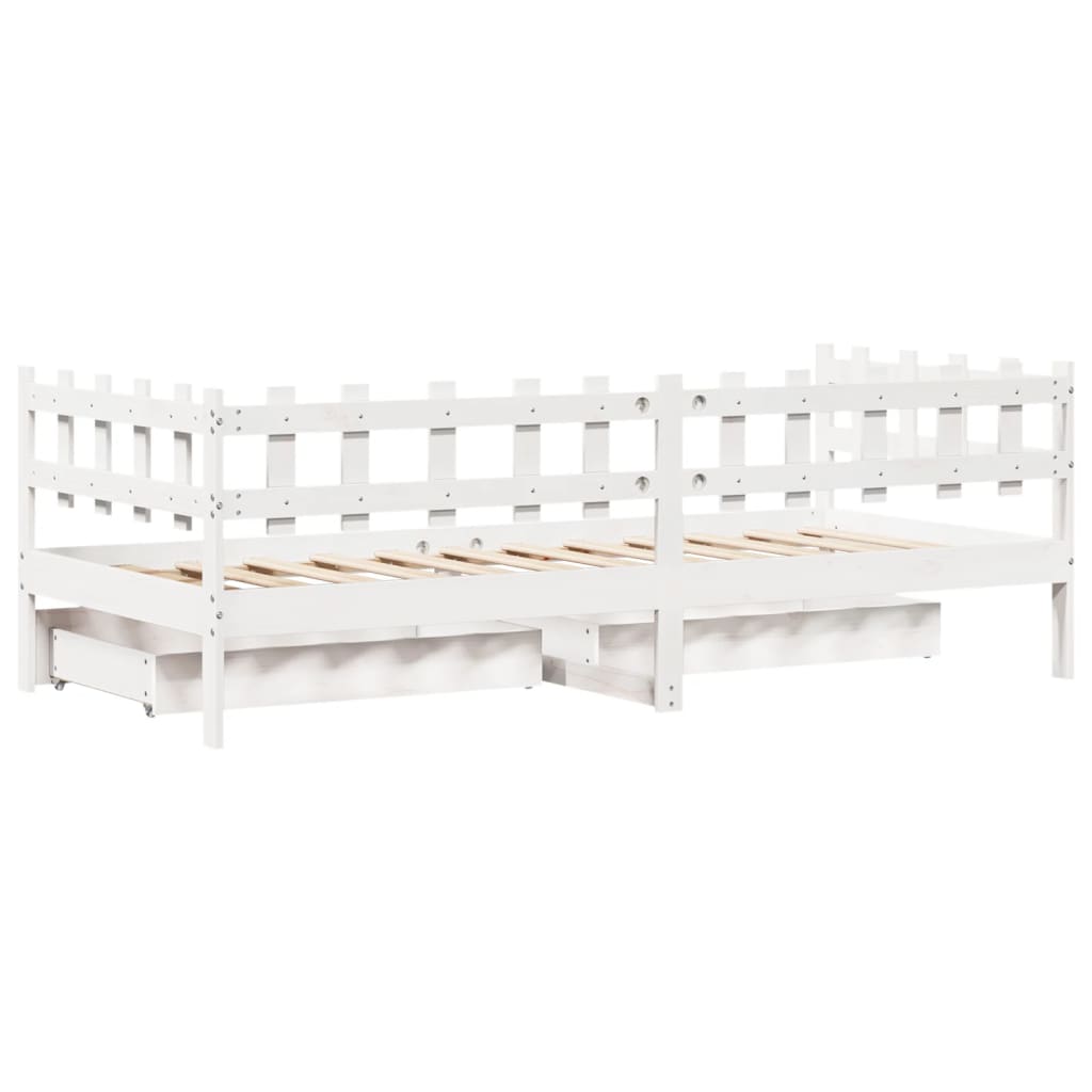 vidaXL Lit de jour avec tiroirs blanc 90x190 cm bois de pin massif