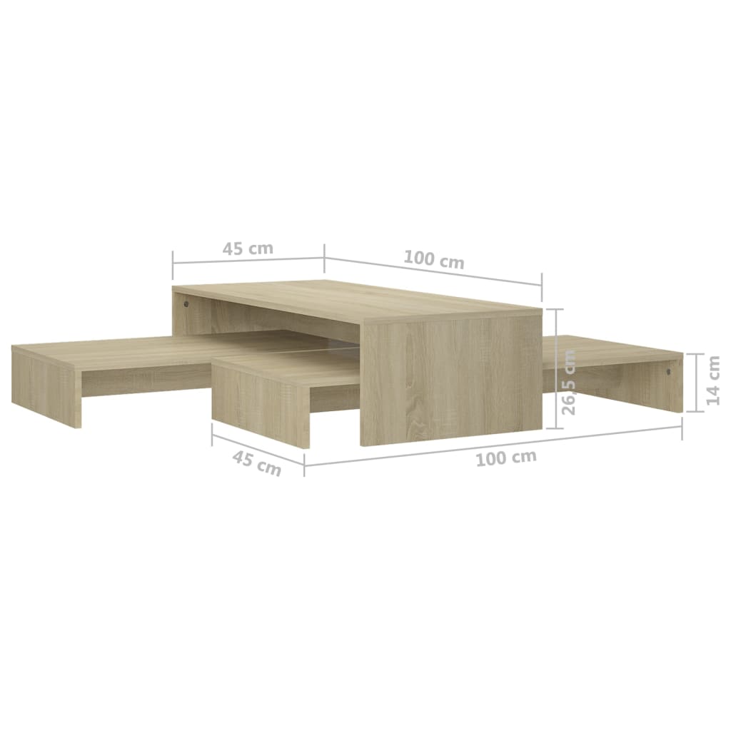 vidaXL Set de tables basses gigognes chêne sonoma bois d'ingénierie