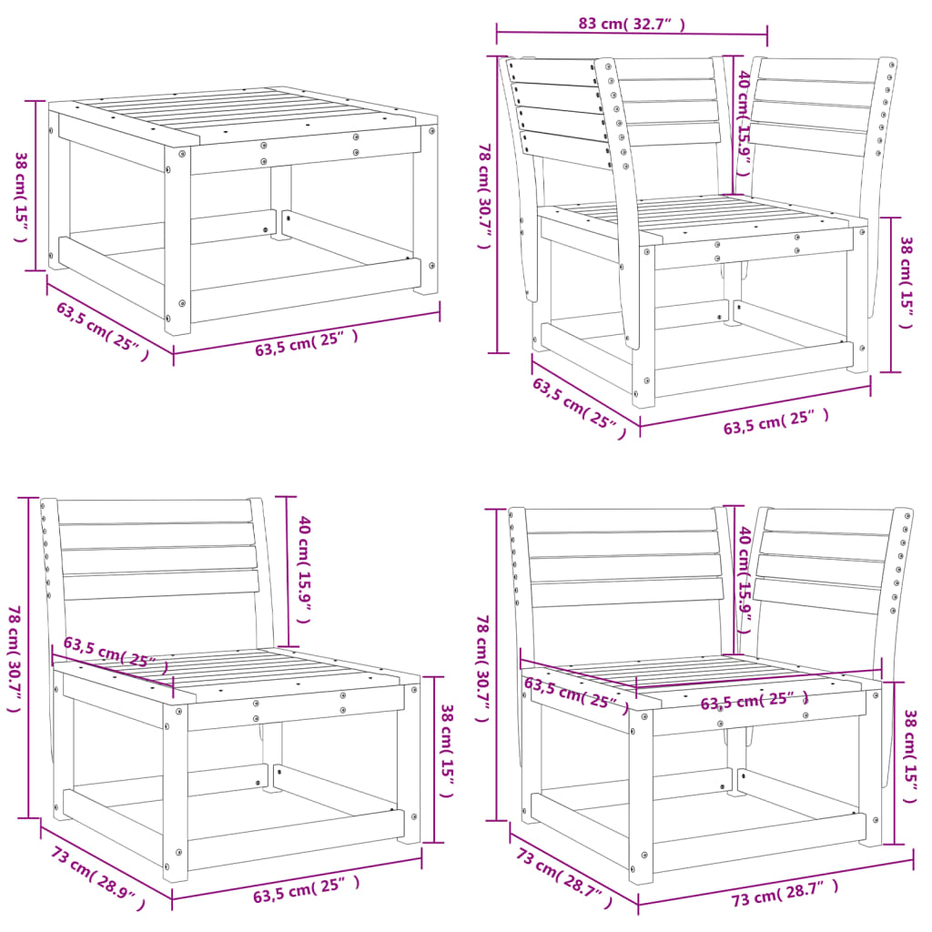 vidaXL Salon de jardin 8 pcs bois massif douglas