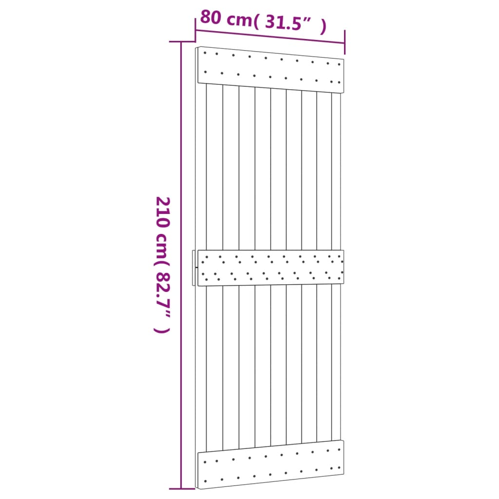 vidaXL Porte coulissante et kit de quincaillerie 80x210 cm pin massif