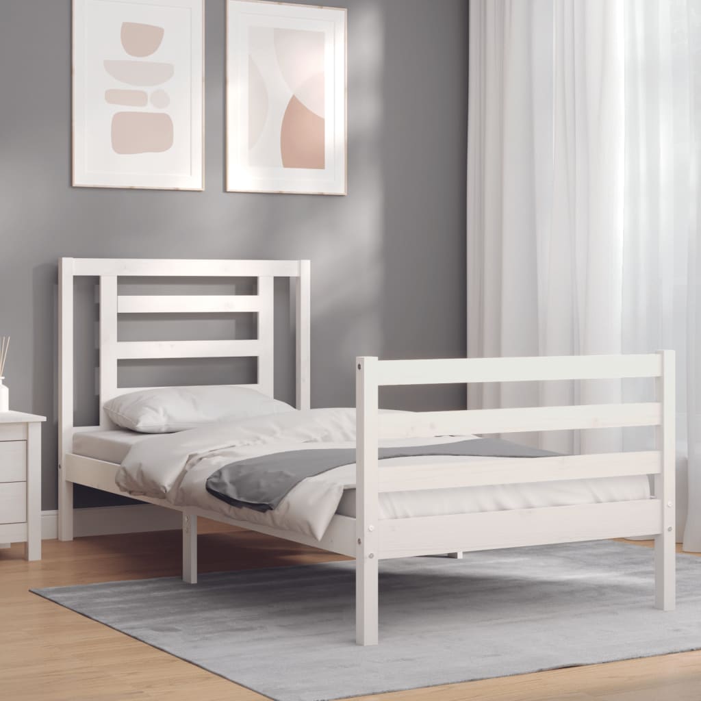 vidaXL Cadre de lit sans matelas blanc 90x200 cm bois massif