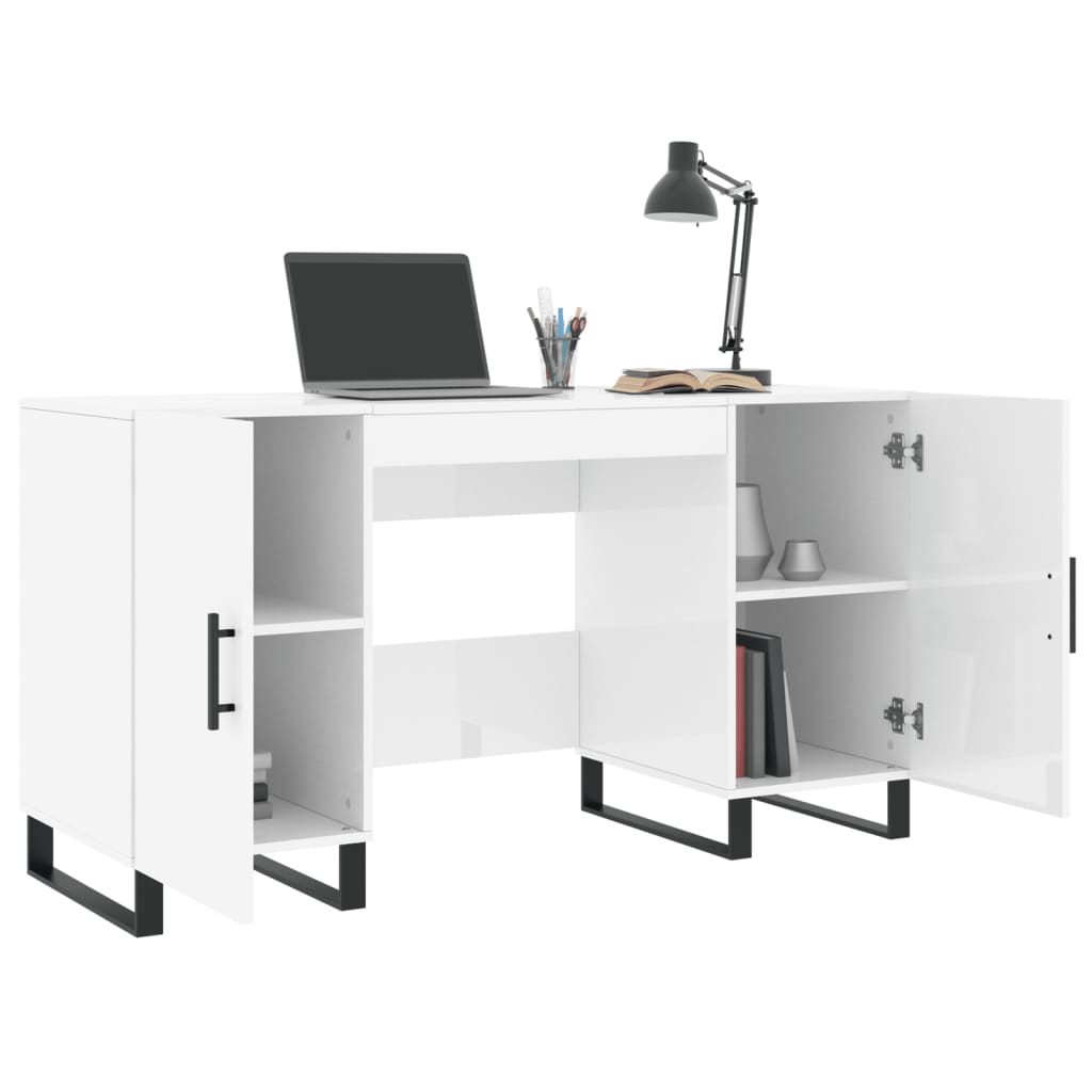 vidaXL Bureau Blanc brillant 140x50x75 cm Bois d'ingénierie