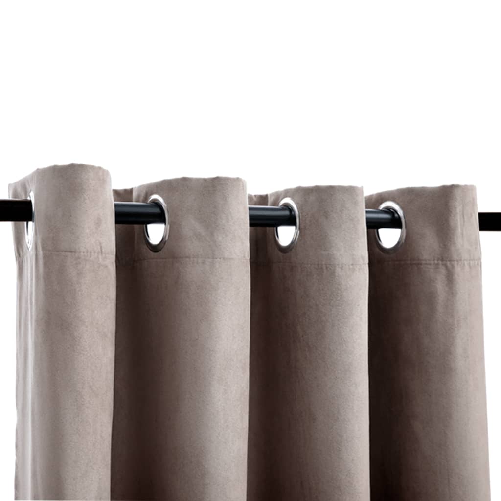 vidaXL Rideaux occultants avec anneaux en métal 2 pcs Taupe 140x175 cm