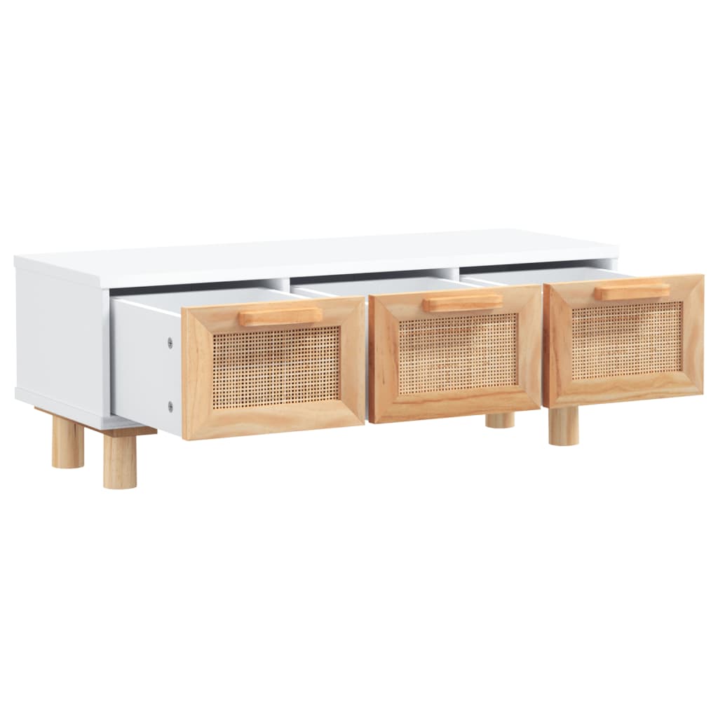 vidaXL Table basse Blanc 80x40x30 cm Bois d'ingénierie et pin massif