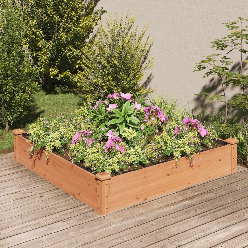 vidaXL Lit surélevé de jardin doublure 120x120x25 cm bois massif sapin