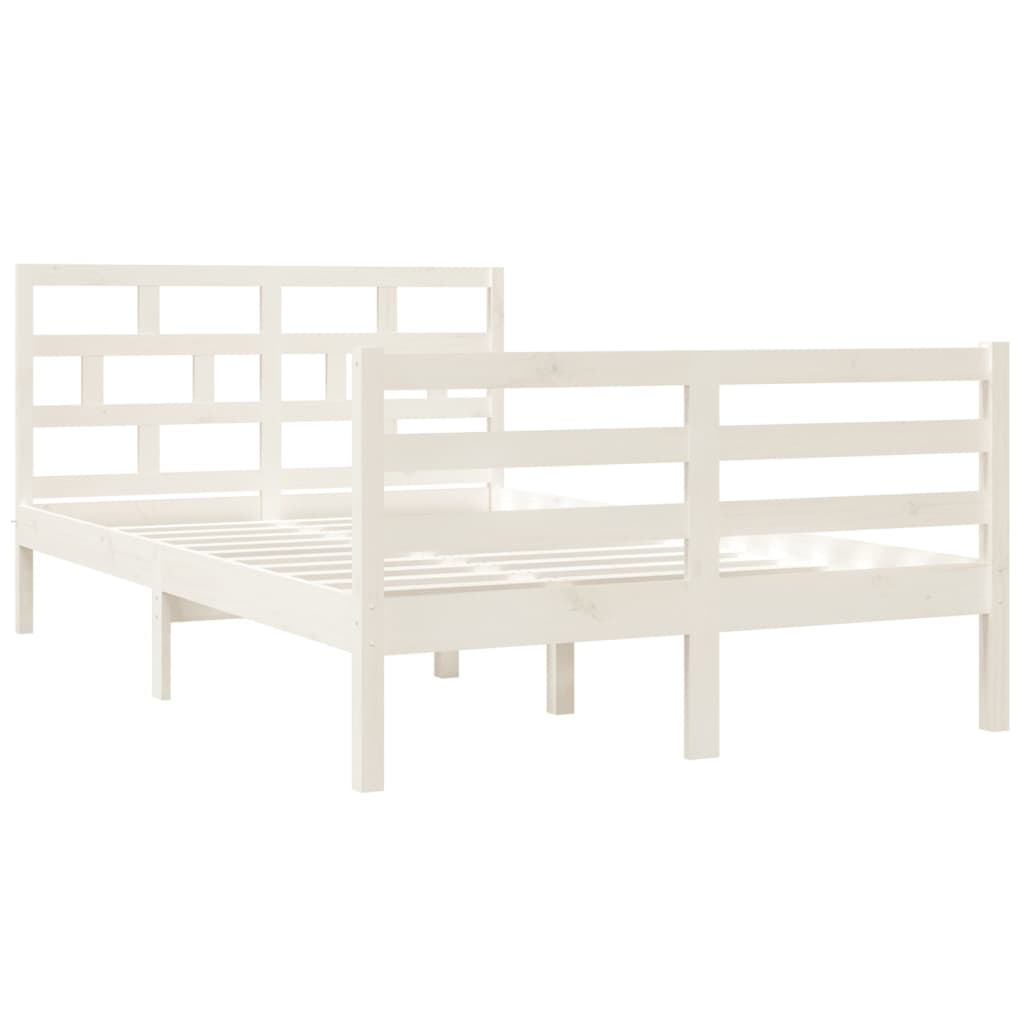 vidaXL Cadre de lit sans matelas blanc bois massif