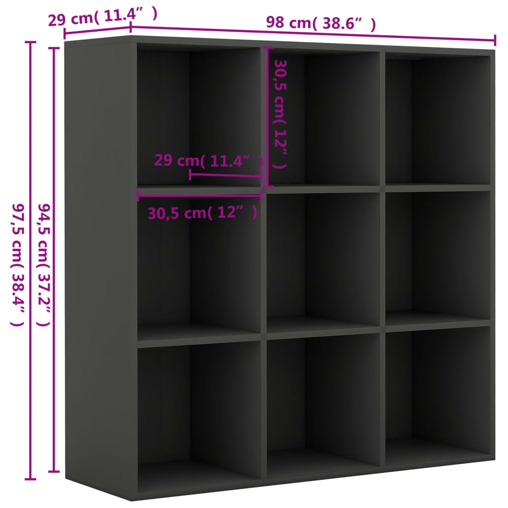 vidaXL Bibliothèque gris 98x29x97,5 cm bois d'ingénierie