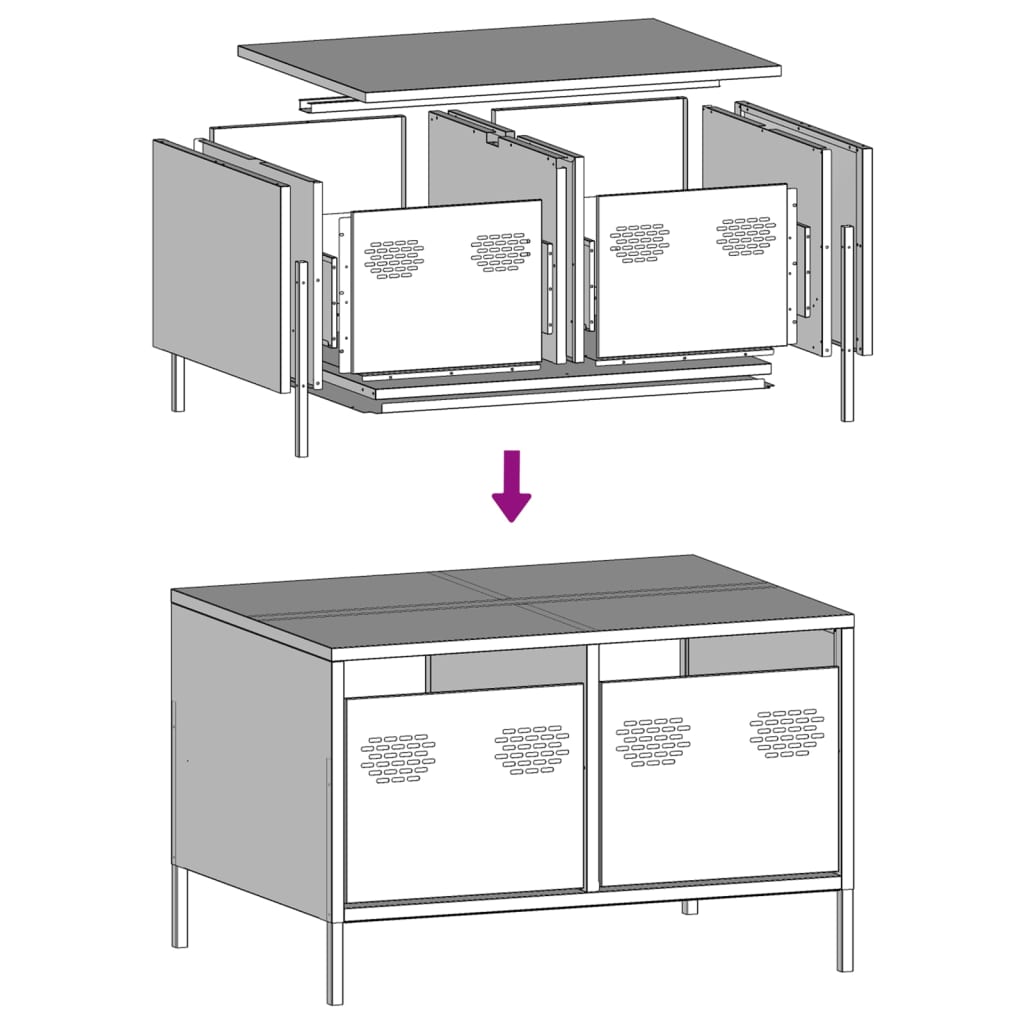 vidaXL Meuble TV noir 68x50x43,5 cm acier laminé à froid