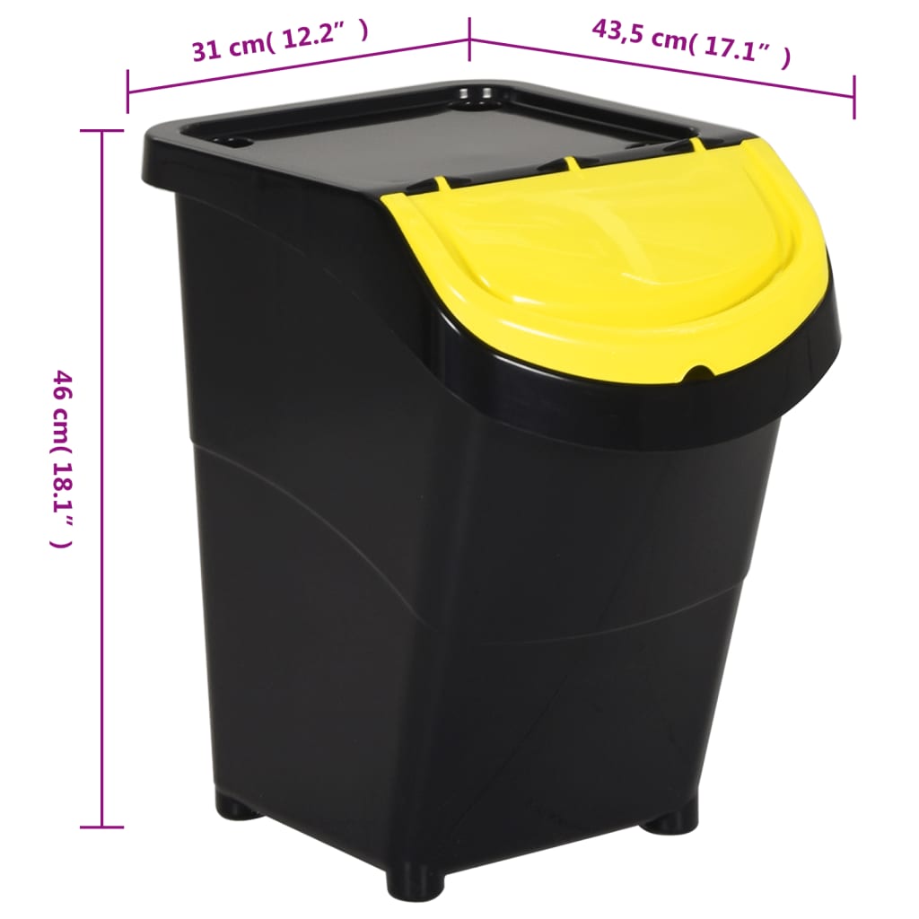 vidaXL Poubelles empilables avec couvercles 3 pcs noir PP 120 L