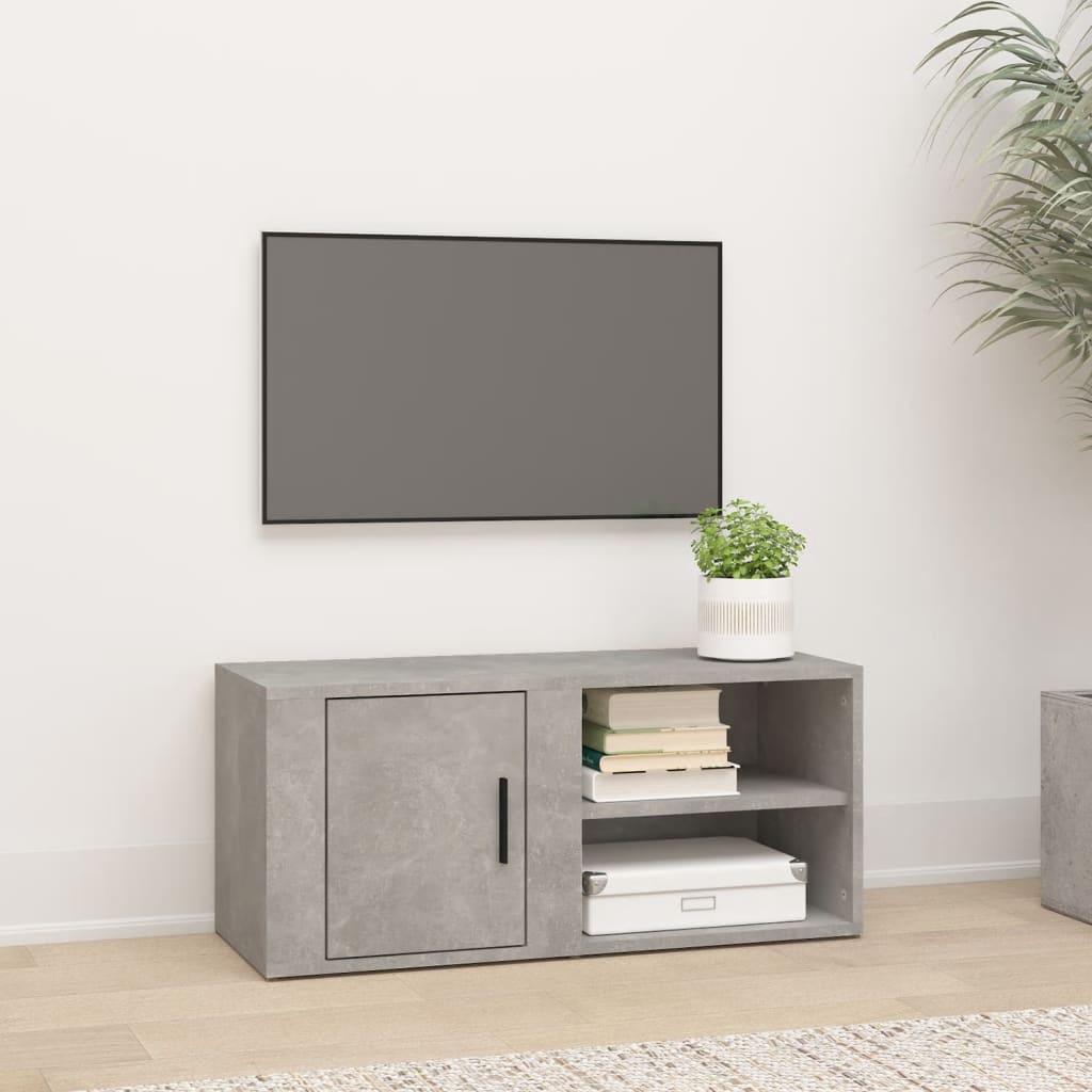 vidaXL Meuble TV Gris béton 80x31,5x36 cm Bois d'ingénierie