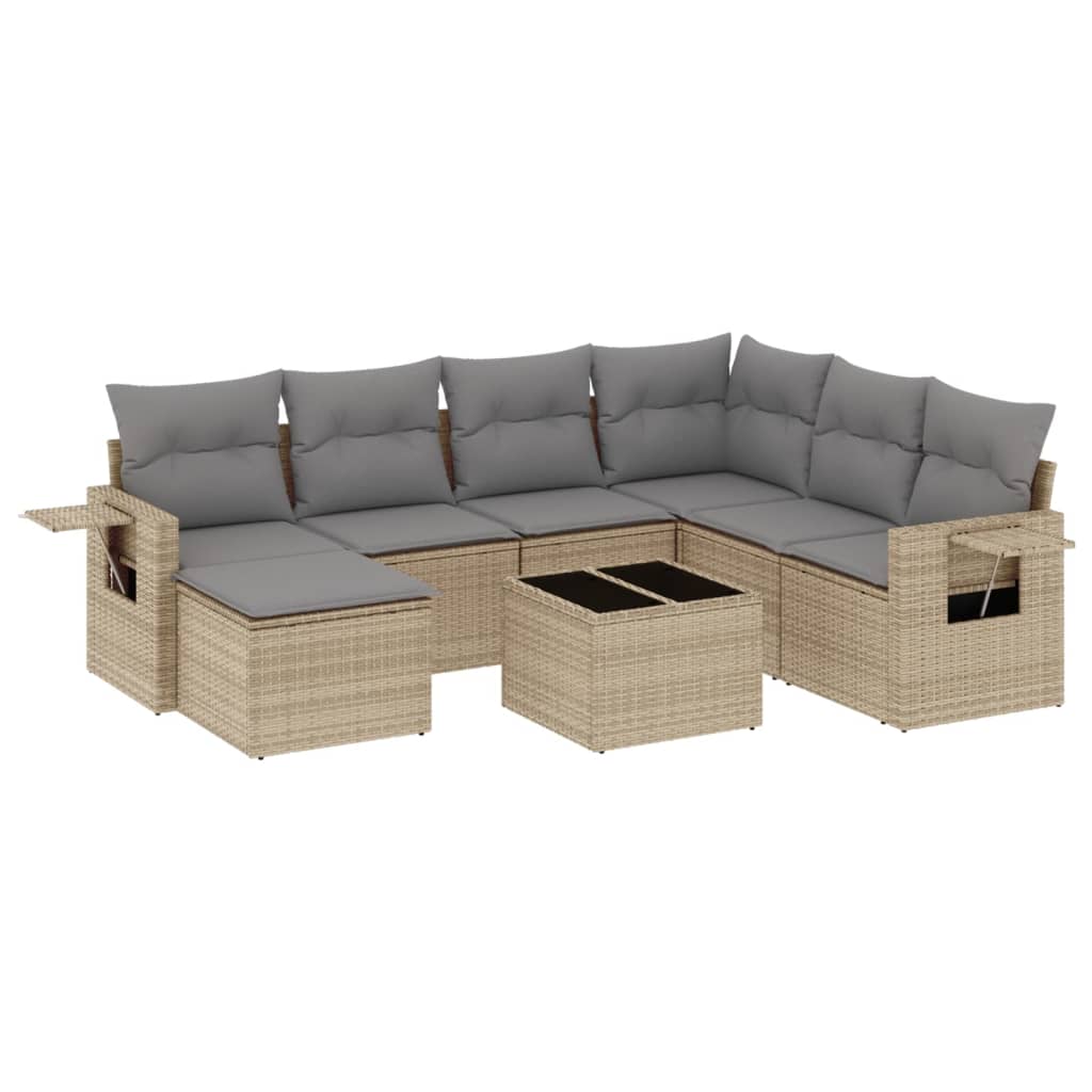 vidaXL Salon de jardin avec coussins 8 pcs beige résine tressée