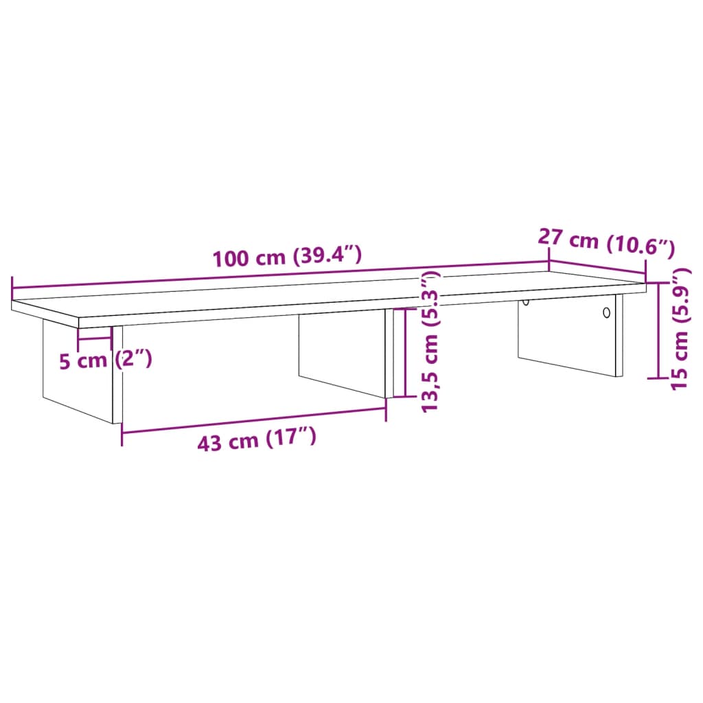 vidaXL Support de moniteur blanc 100x27x15 cm bois d'ingénierie