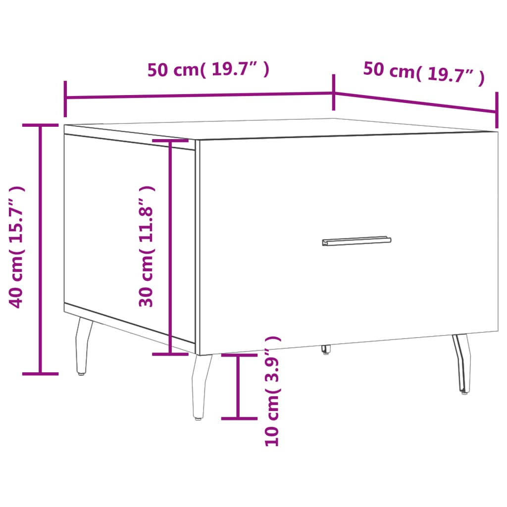 vidaXL Table basse Sonoma gris 50x50x40 cm Bois d'ingénierie