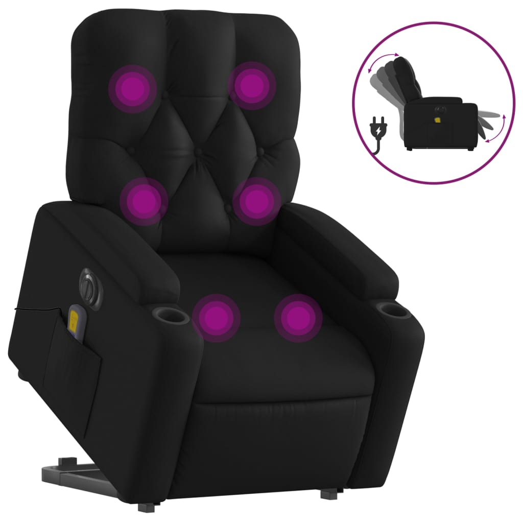 vidaXL Fauteuil inclinable de massage électrique noir similicuir