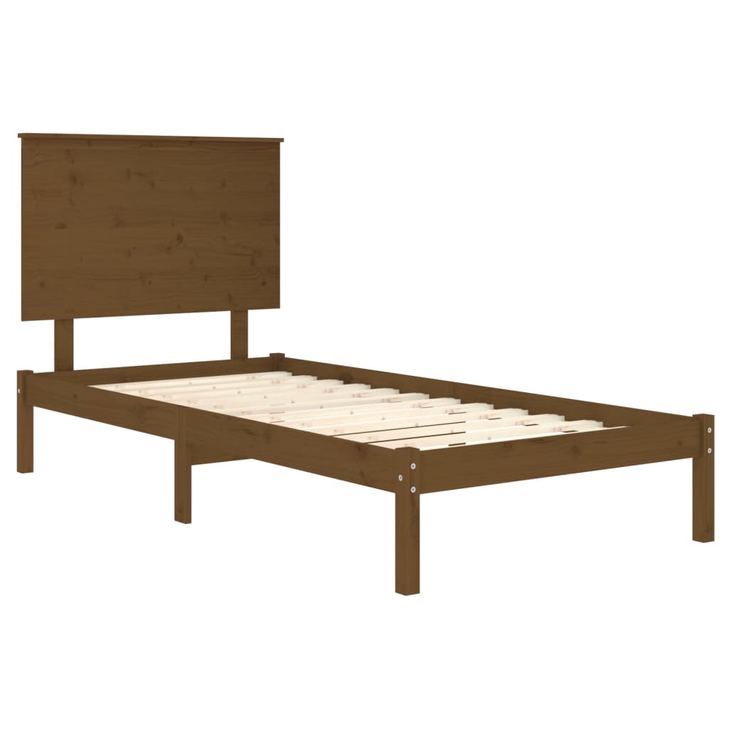 vidaXL Cadre de lit Marron miel Bois massif 75x190 cm Petit simple