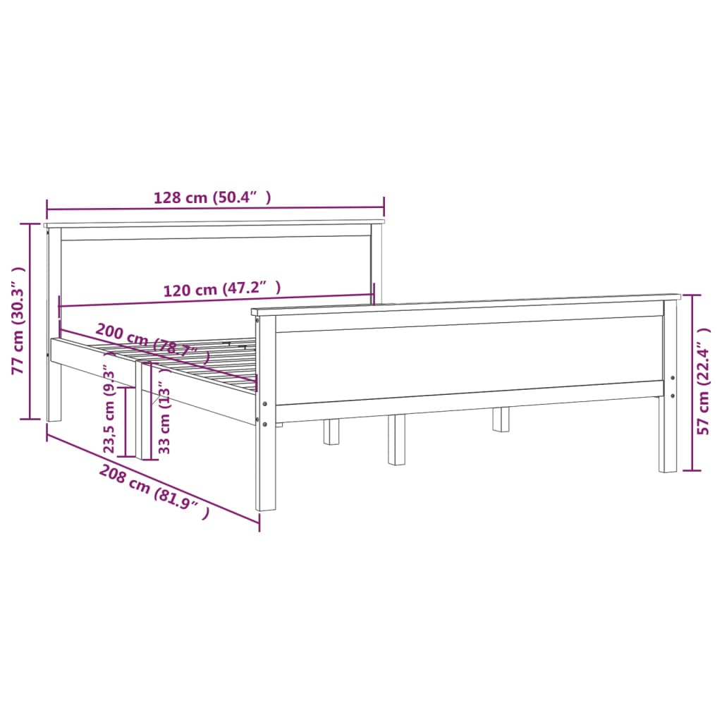 vidaXL Cadre de lit sans matelas marron miel pin massif 120x200 cm