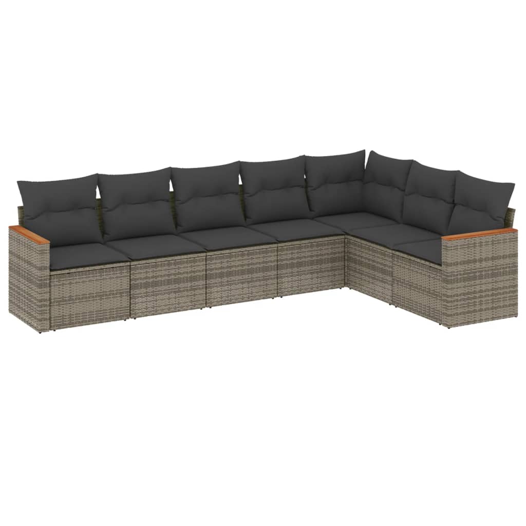 vidaXL Salon de jardin avec coussins 7 pcs gris résine tressée