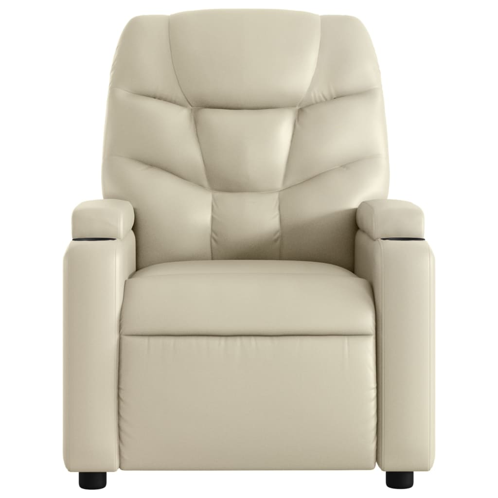 vidaXL Fauteuil inclinable de massage électrique crème similicuir