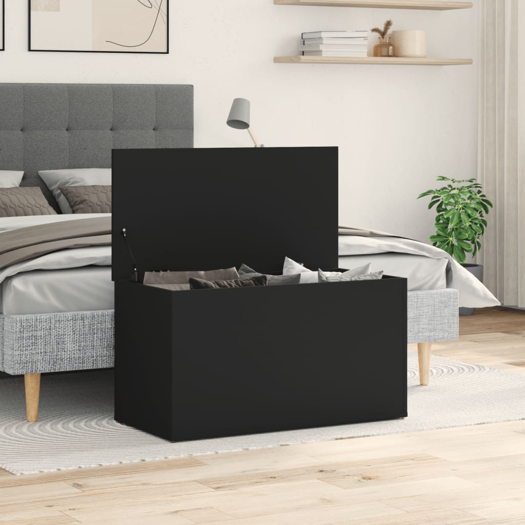 vidaXL Coffre de rangement Noir 84x42x46 cm Bois d'ingénierie