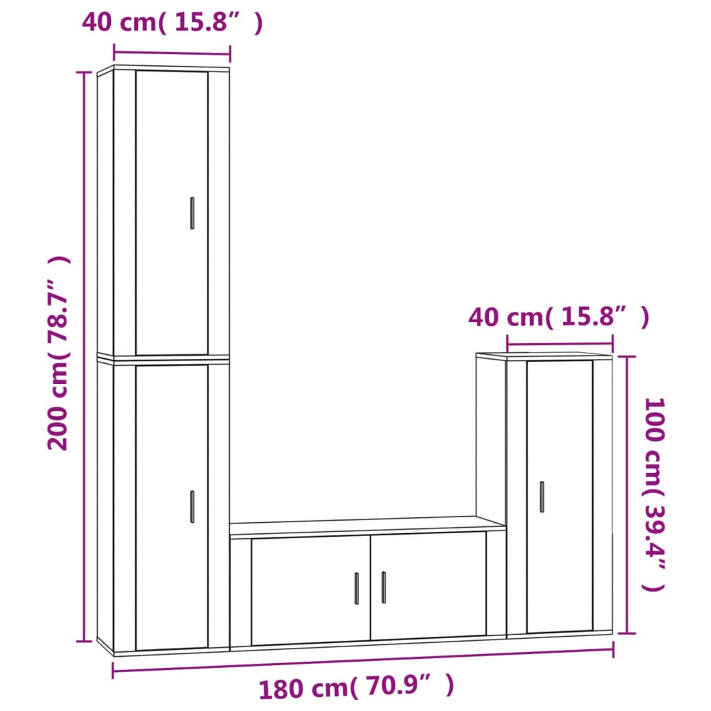 vidaXL Ensemble de meubles TV 4 pcs Blanc brillant Bois d'ingénierie