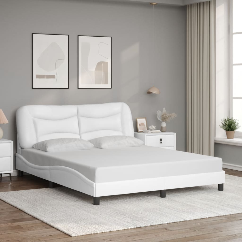 vidaXL Cadre de lit avec lumières LED blanc 160x200 cm similicuir