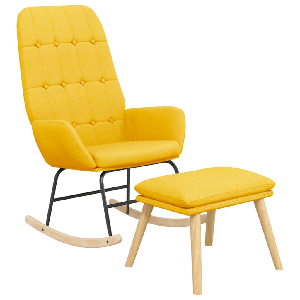 vidaXL Chaise à bascule avec repose-pied Jaune moutarde Tissu