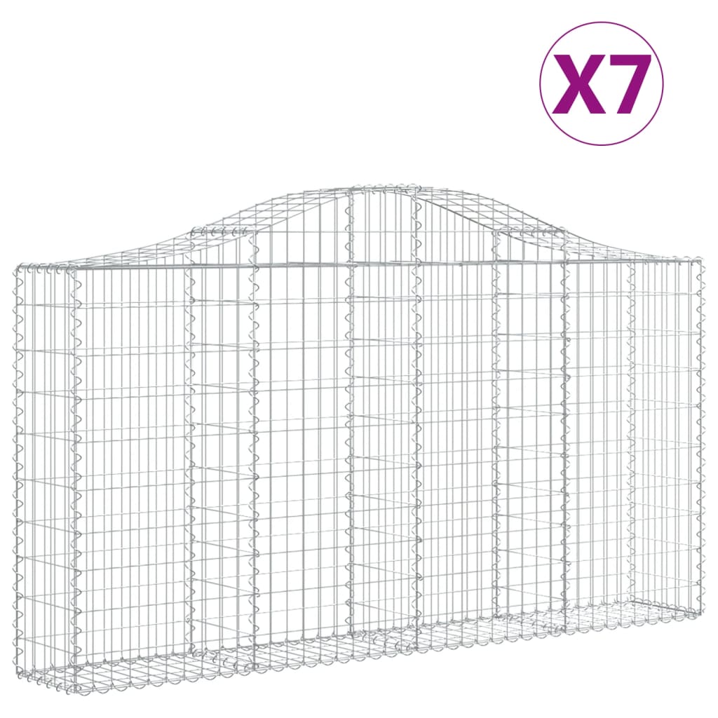 vidaXL Paniers à gabions arqués 7 pcs 200x30x100/120 cm Fer galvanisé