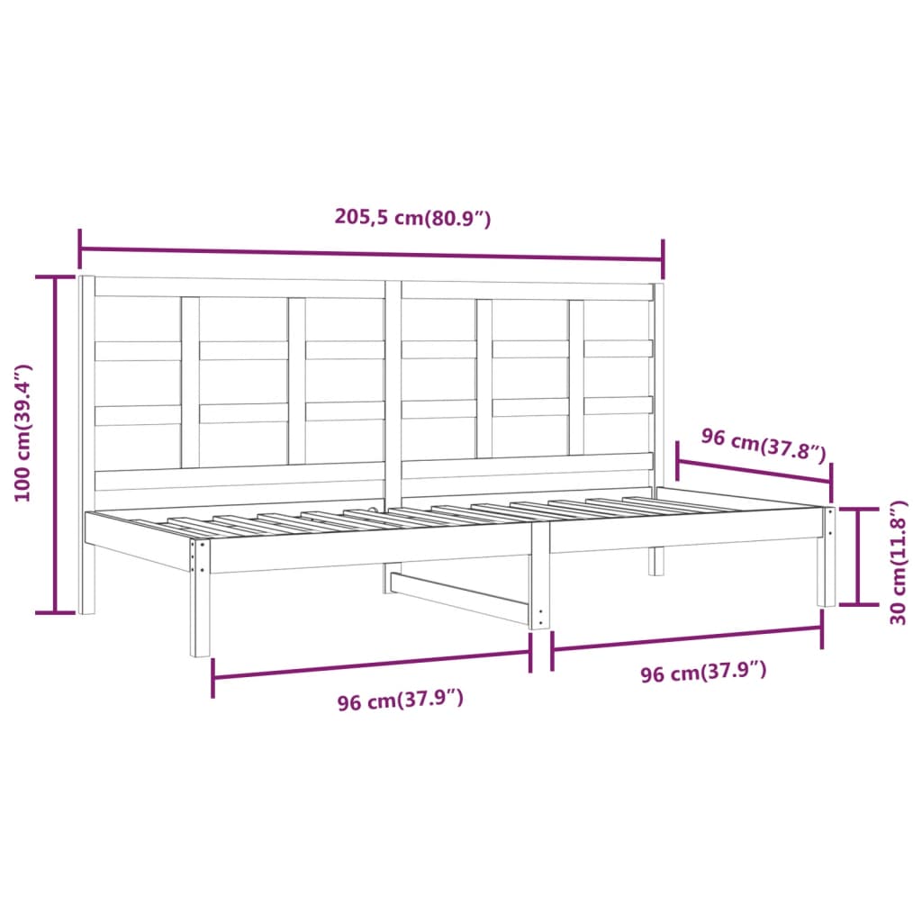 vidaXL Lit de jour sans matelas blanc 90x200 cm bois de pin massif