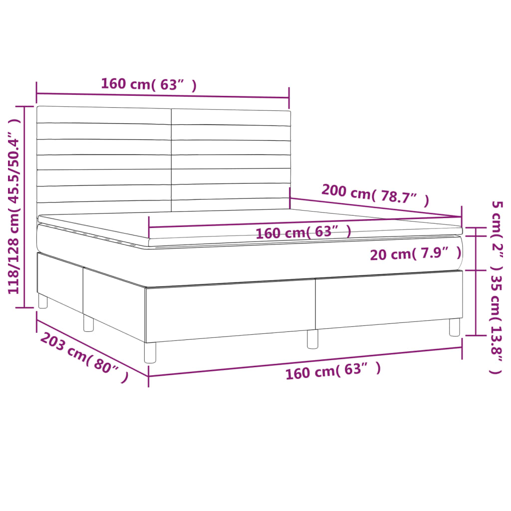 vidaXL Sommier à lattes de lit avec matelas Rose 160x200 cm Velours