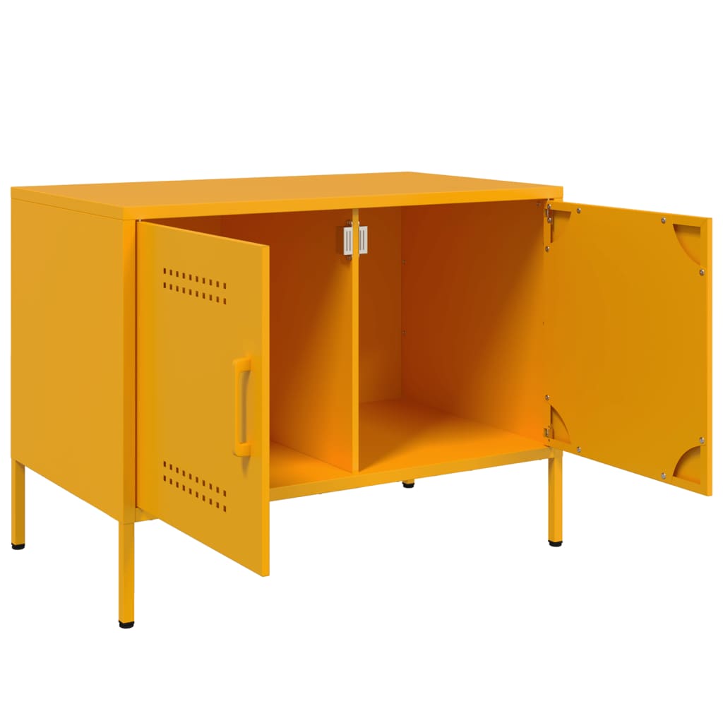 vidaXL Meuble TV jaune moutarde 68x39x50,5 cm acier